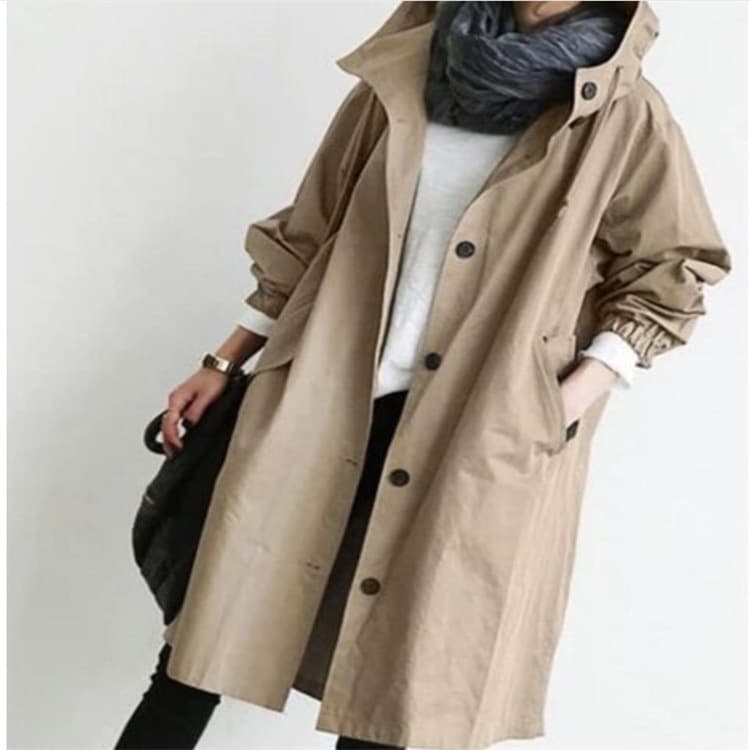 Women's Solid Color Long-sleeved Coat