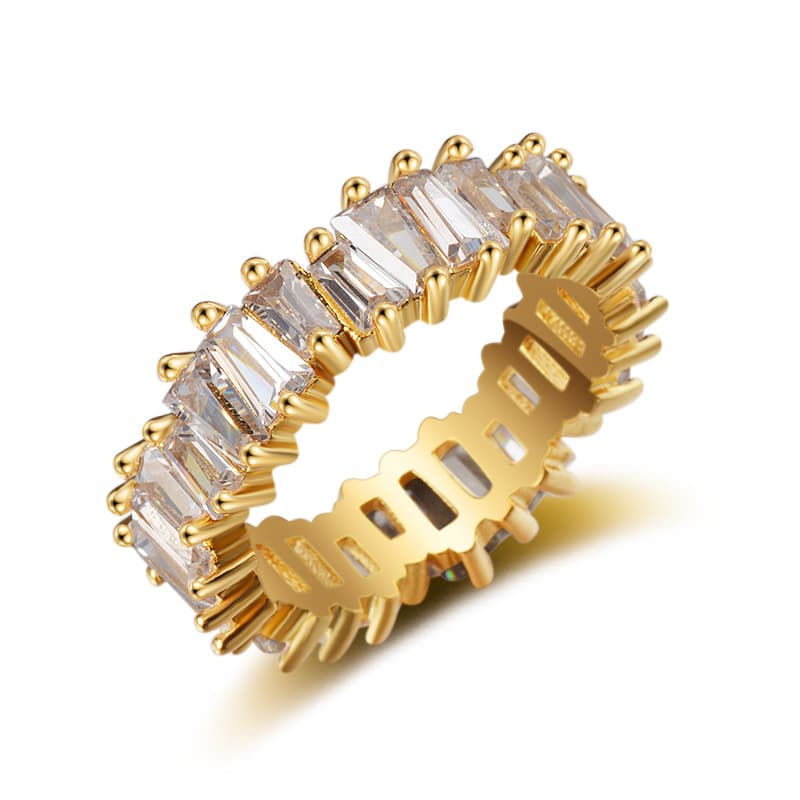 Women's Jewelry Step Square Full Diamond Women's Ring Fashionable And Simple Ring 925 Silver
