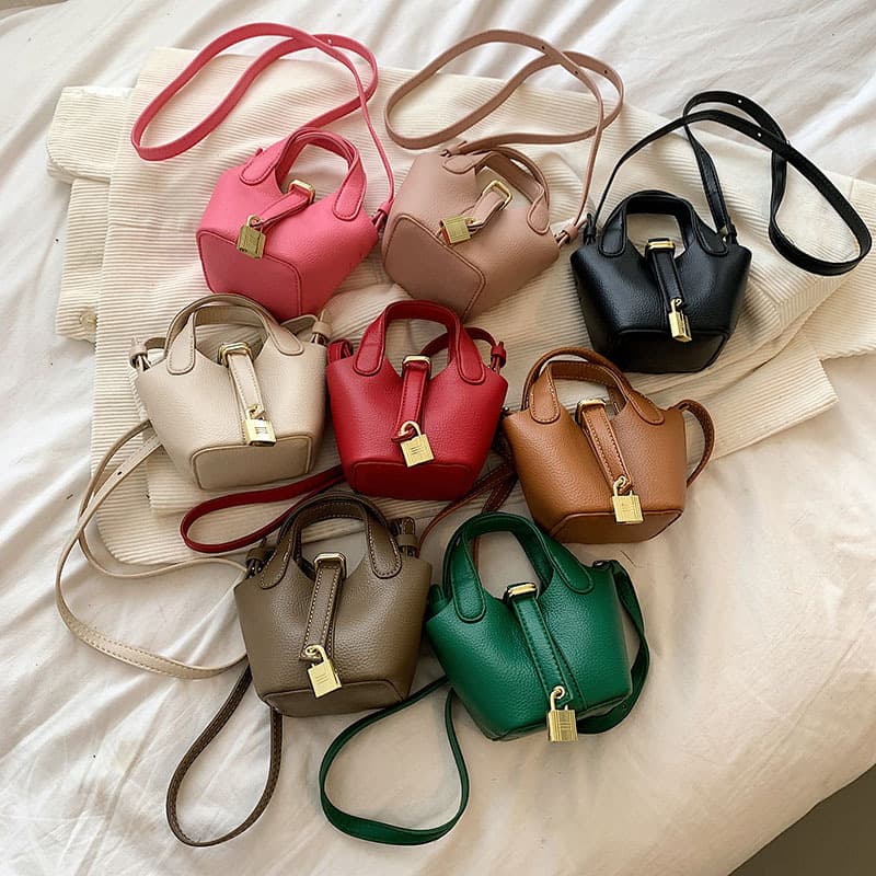 Autumn And Winter Season European And American Style Mini Children's Hand-held Lifting Concave Shaped Vegetable Basket Crossbody Cross Bag