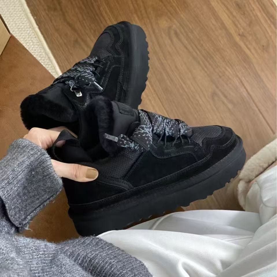Baskets Lowmel de créateur Chaussures décontractées Baskets Highmel Baskets pour femmes Sable Laine Peau de mouton Hiver Toile Froid Véritable