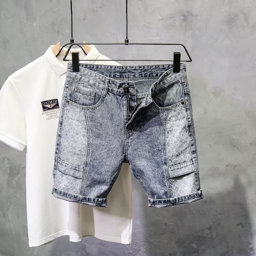 Man's Clothing Summer Color Shorts Fashion Jeans Slim Straight Leg Ripped Casual Quarter Pants Men Casual