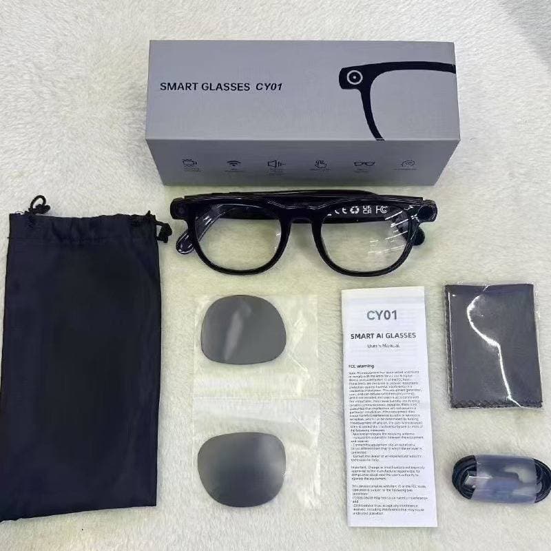 CY01 Smart Glasses With 800W Camera, AI Translation, Voice Assistant, Bluetooth, UV & Blue Light Protection