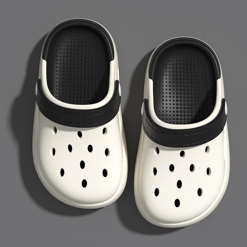 Mother & Kids DIY New EVA Two Color Children's Hole Shoes With Closed Toe Non Slip Beach Shoes For Outdoor Wear, Cute Boys And Girls