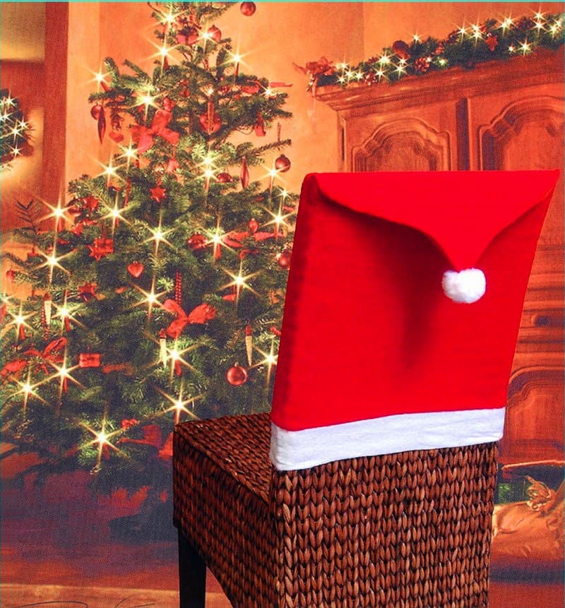 Christmas Red Non-woven Christmas Chair Set Christmas Table Decoration Christmas Hat Soft Feel