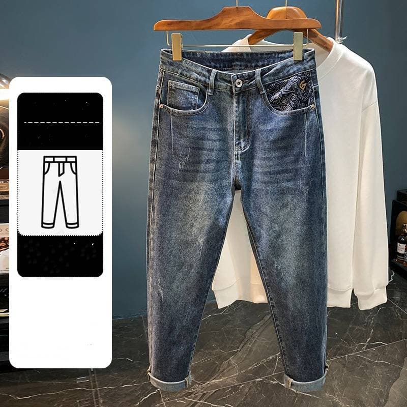 Men's Clothing High End Jeans For Men Autumn And Winter Retro Trend Loose Harem Pants Embroidered Elastic Casual Men's Long Pants
