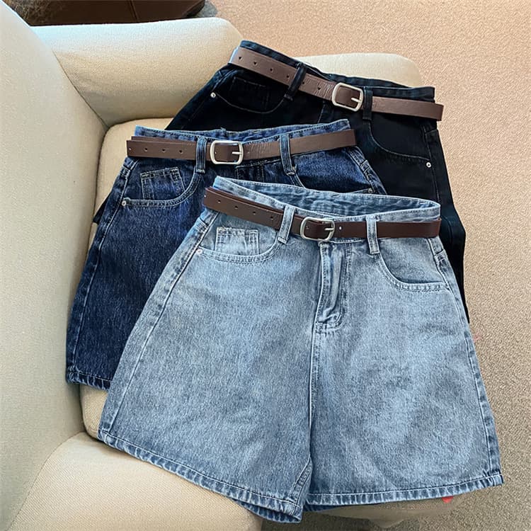 Women's Clothing Denim Shorts For Women Summer New Style Trend Ins Internet Celebrity High Waist Simple Slim Loose Wide Leg All Match A Line Hot Pants
