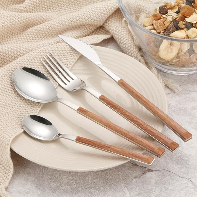 choiceness Wooden Handle Cutlery - 304 Stainless Steel Set