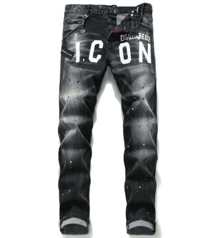 Vêtements pour hommes Noir Gris Shake Paint Holes Wild Maple Leaf Personality Jeans Homme