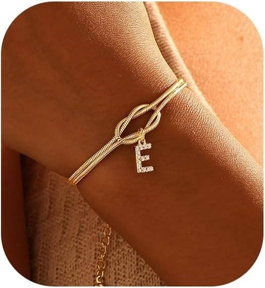 Bracelet en zircon avec 26 lettres, tendance, nœud concentrique, rond, en os de serpent, pour couple, amitié, bijoux de main