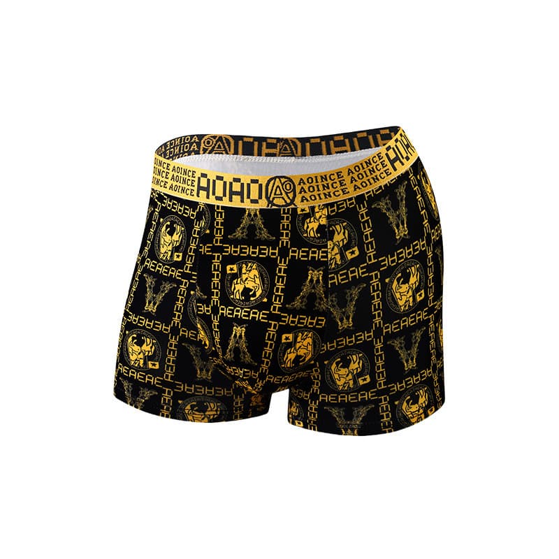 Boxers pour hommes grandes tailles, imprimé noir et or, shorts respirants, sous-vêtements, vente directe d'usine