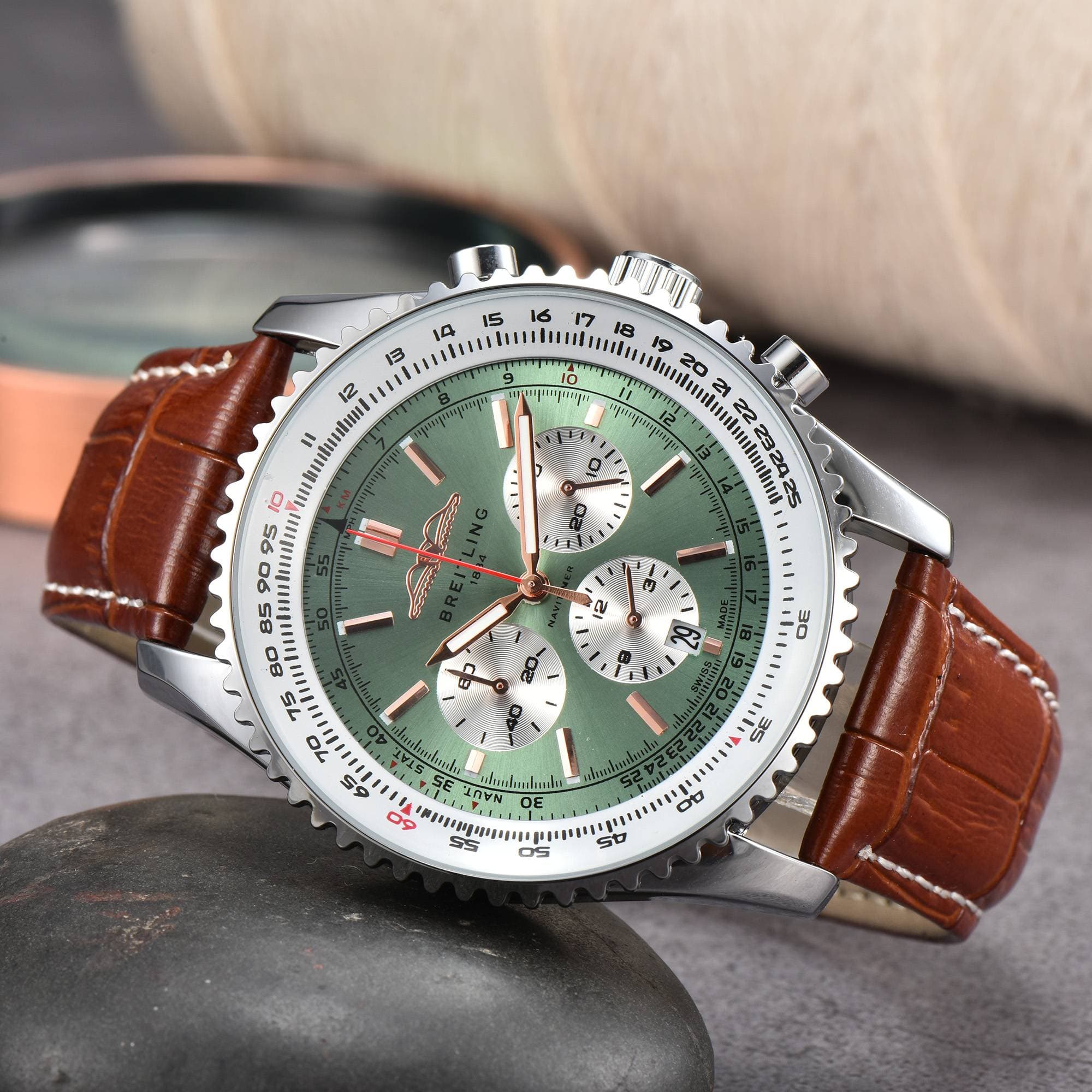 Chronographe d'aviation montre mécanique hommes cadran panda généreux mode modèles d'affaires classiques