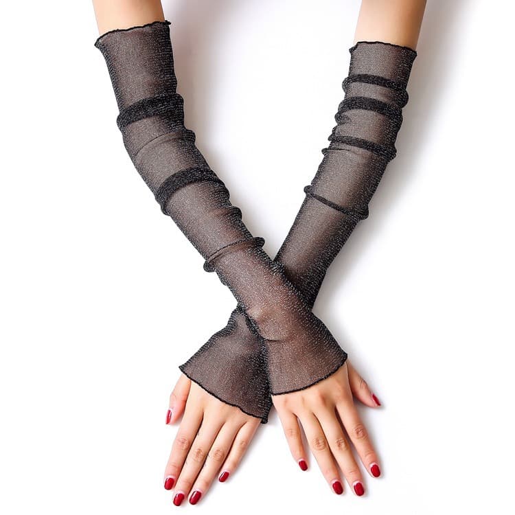 Driving Summer Silver Mesh Lace Arm Guards Long Car Driver Silk Sun Protection Ice Sleeves