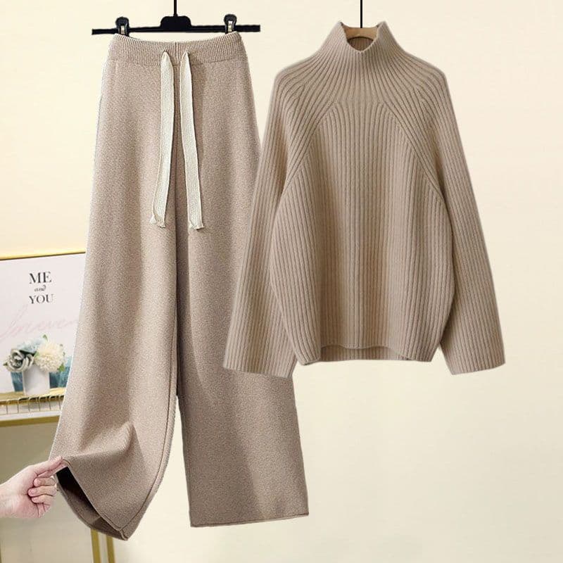 Women's Clothing Large size women's autumn and winter suits for women new lazy style knitted sweaters for women slim casual pants two piece suits