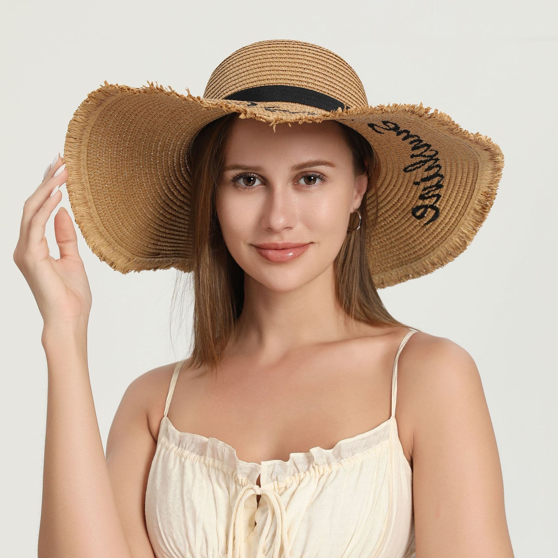 French Anti-ultraviolet Straw Hat Korean Version Of The Vacation Trip Sunscreen Sunscreen Large Brim Straw Hat