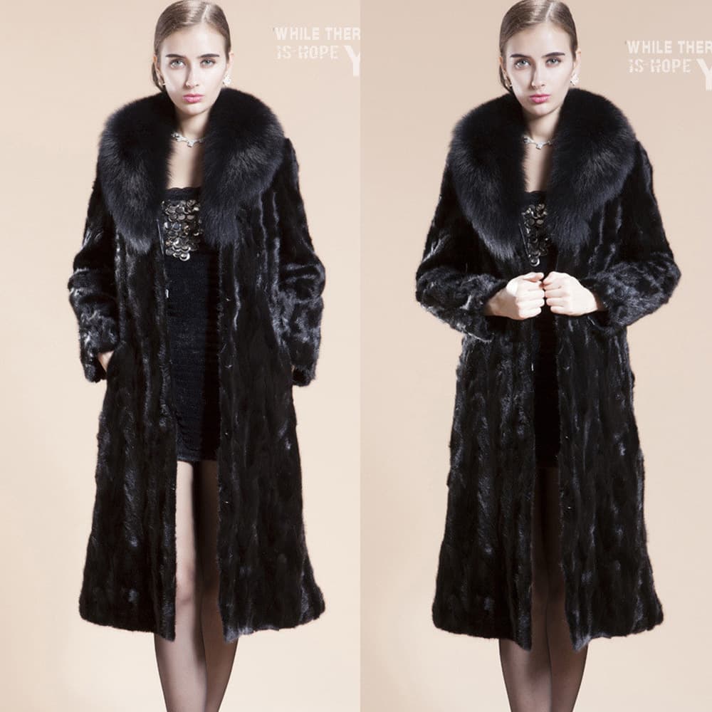Women's Mink Fur Coat Mink Fur Collar