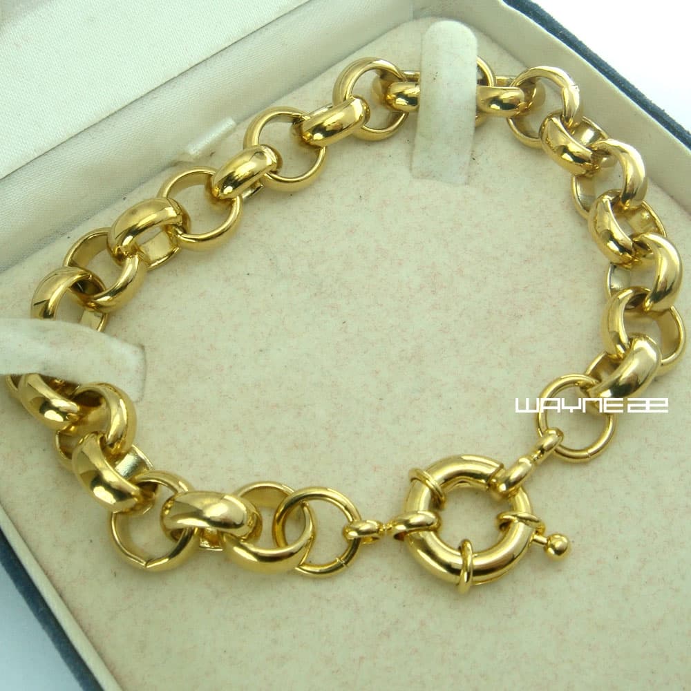 Fashion 11mm Width Belcher Bolt Link Mens Womens Solid Stainless Steel Bracelet