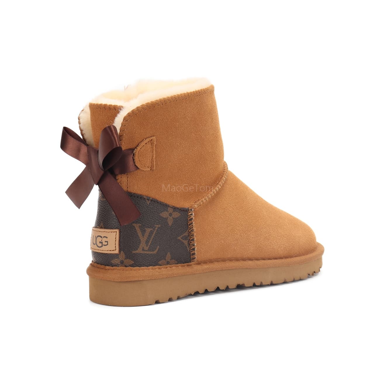 Bottes de neige courtes classiques à nœud papillon UGG pour femmes, automne/hiver, chaussures en coton LV