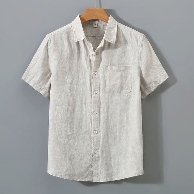 Men's Clothing Retro Casual Thin Short Sleeve Loose Cotton And Linen Shirt