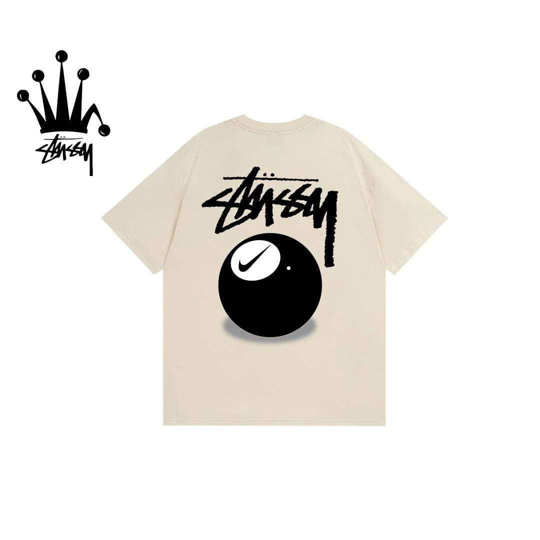 Stussy&Nike Co Branded Billiards Printed Cotton Short Sleeved T-shirt