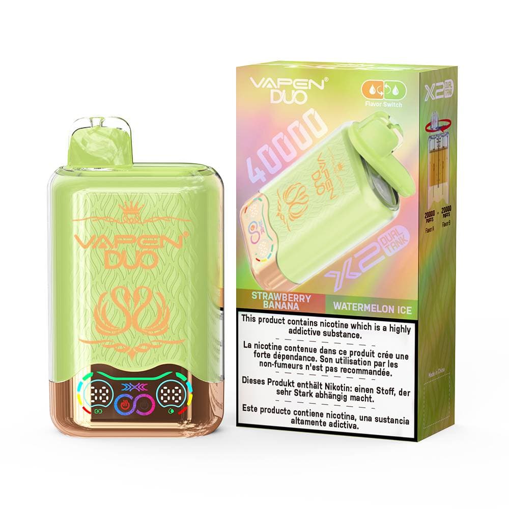 1 Vapen Duo 2 en 1, double réservoir, 40 000 bouffées, jetable, saveur citron vert Razz, chicha électronique Big Puff 50 000 bouffées, Nikotins