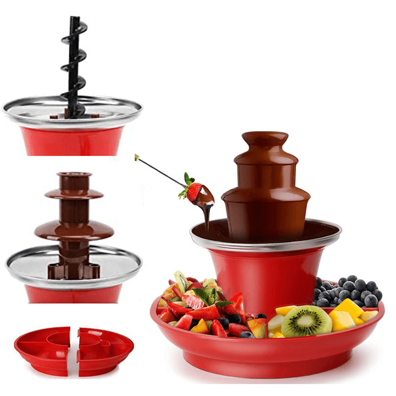 Cross border three layer chocolate fountain machine melting tower waterfall lava machine US standard detachable chocolate waterfall machine
