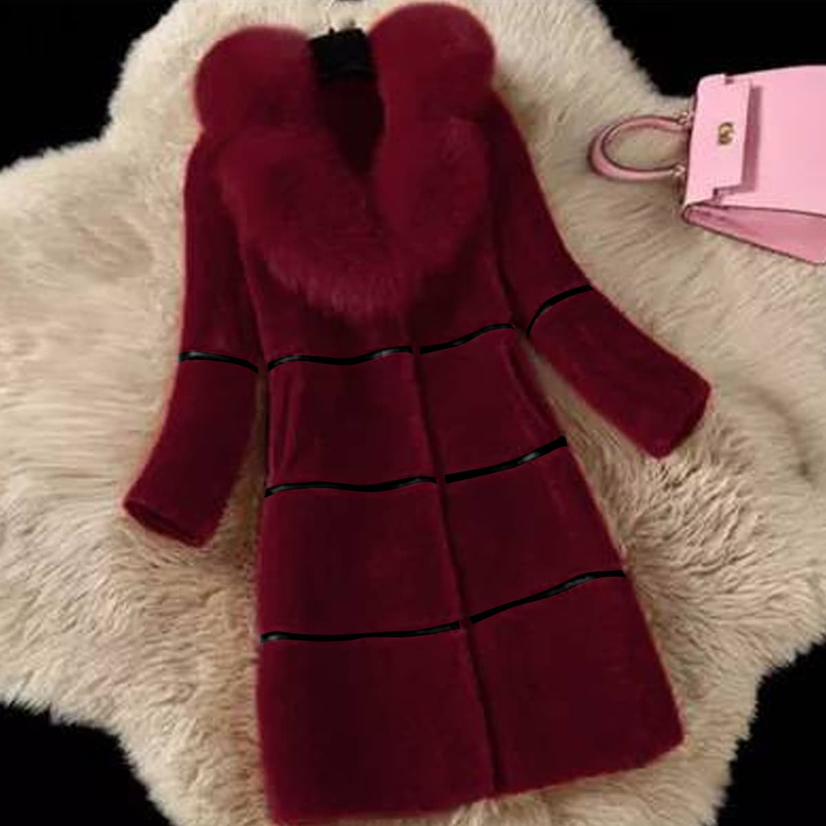Women's Clothing Autumn And Winter New Spliced fur All In One Mid Length Fox Fur Collar Coat And Fur Jacket For Women