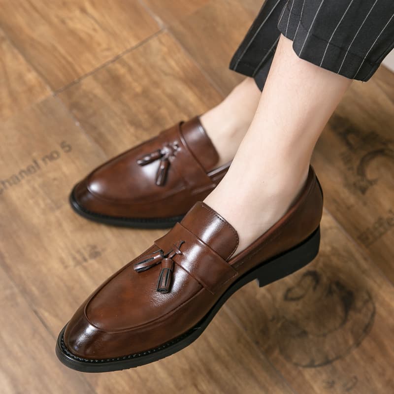 Style Loafers Business Men's Small Wedding British Casual Size Korean Leather Shoes Slip-On