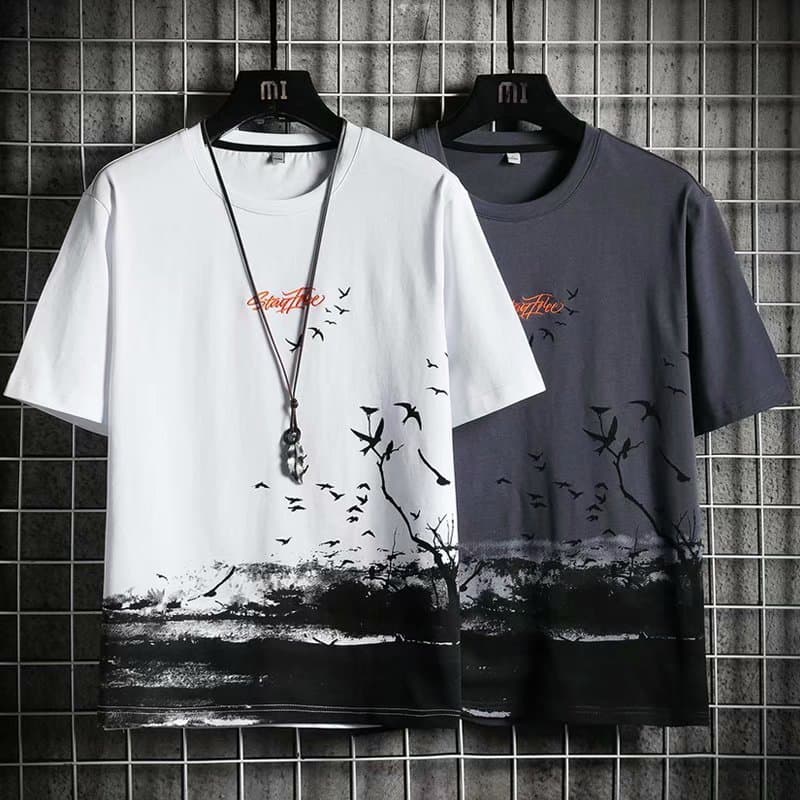 Men's Clothing Summer Ice Silk Short-sleeved T-shirt For Men New Brand Ice-feeling T-shirt With Inner Half-sleeved Top Printed T-shirt