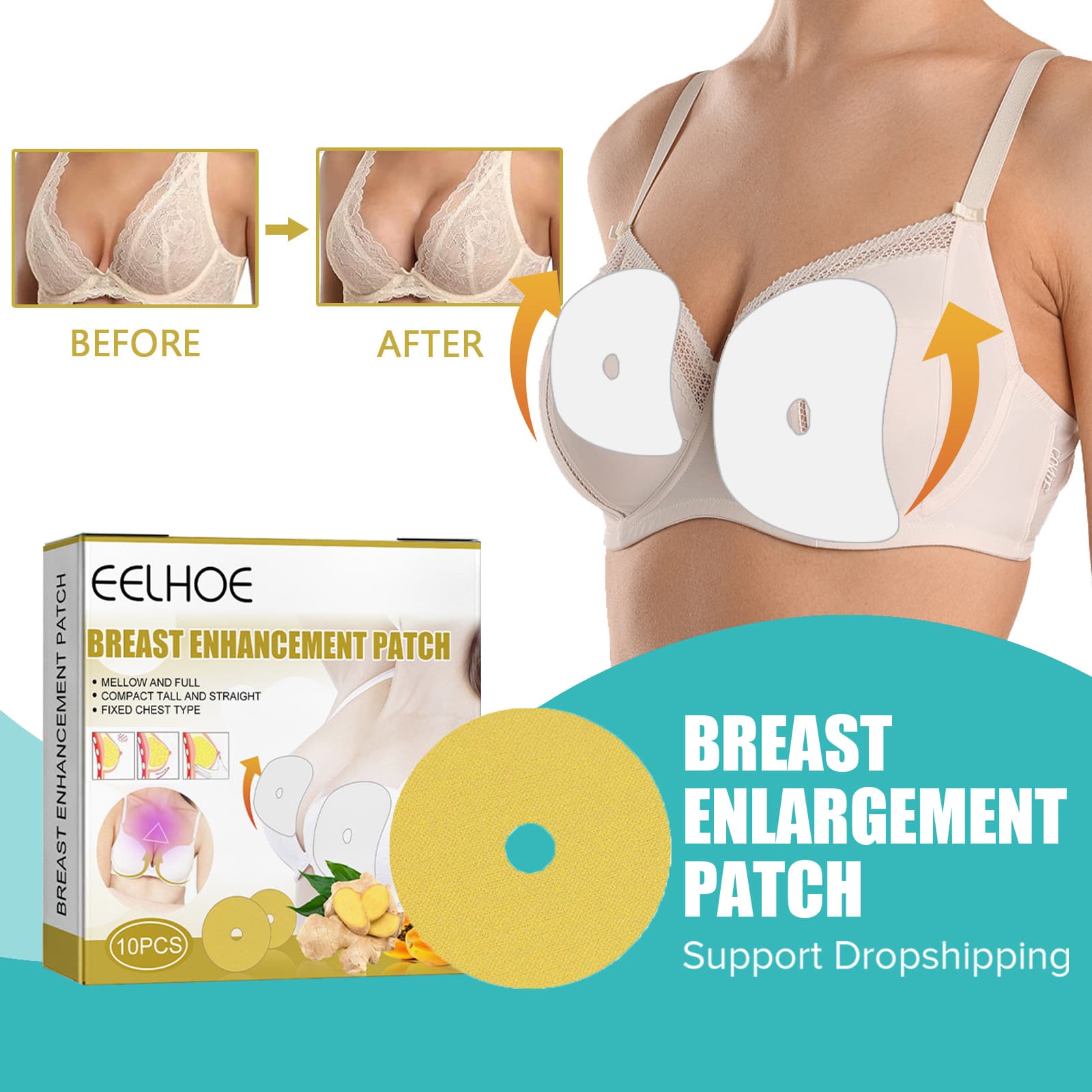 Patches Breast Enlargement Chest Enhancer Promote Female Hormone Lift Firming Breast Growth Plumping Massa