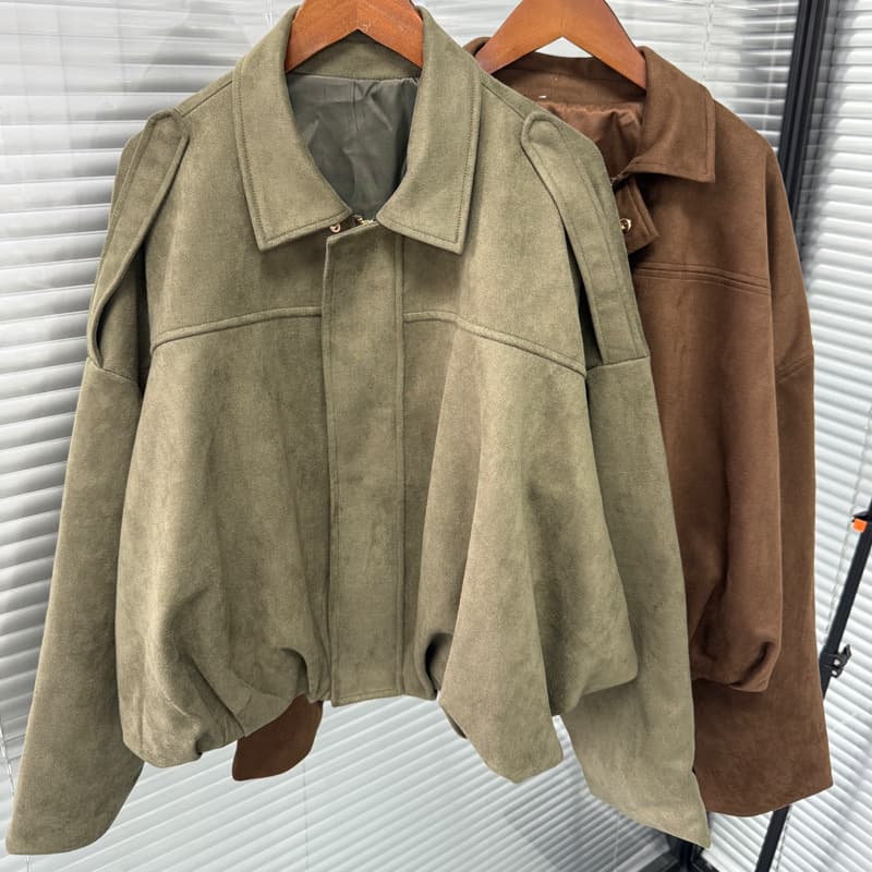 Retro Women's Clothing Suede Jacket Lapel Zip Up Coat Autumn Winter Regular Fit Elegant Fashion Daily Wear
