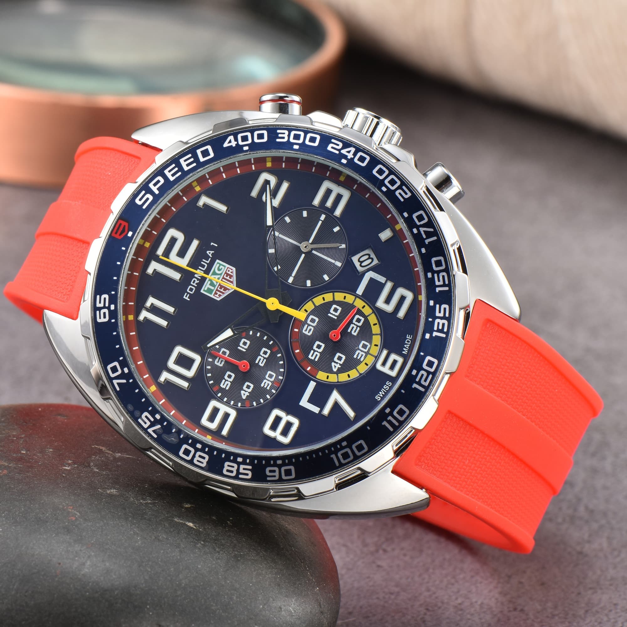 Montre TAG pour homme, multifonctionnelle, à 6 broches, bracelet en acier, à quartz, de haute qualité