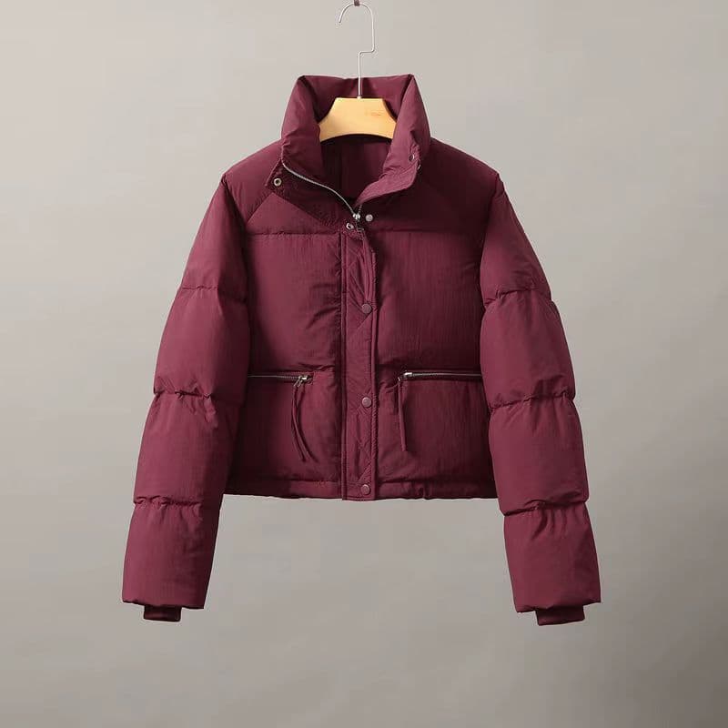 New cotton jacket women's short versatile Korean style stand up collar small size thickened bread jacket cotton coat trendy