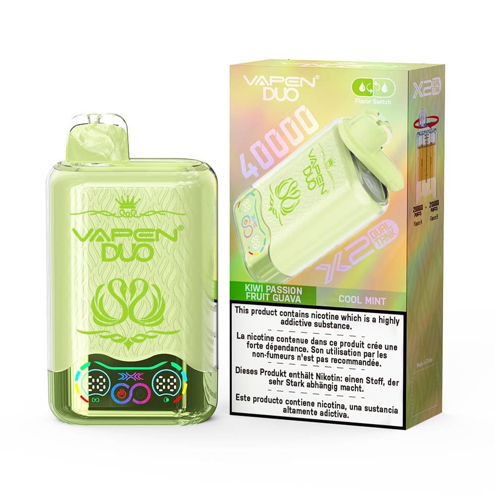 1 Vapen Duo 2 en 1, double réservoir, 40 000 bouffées, jetable, saveur citron vert Razz, chicha électronique Big Puff 50 000 bouffées, Nikotins