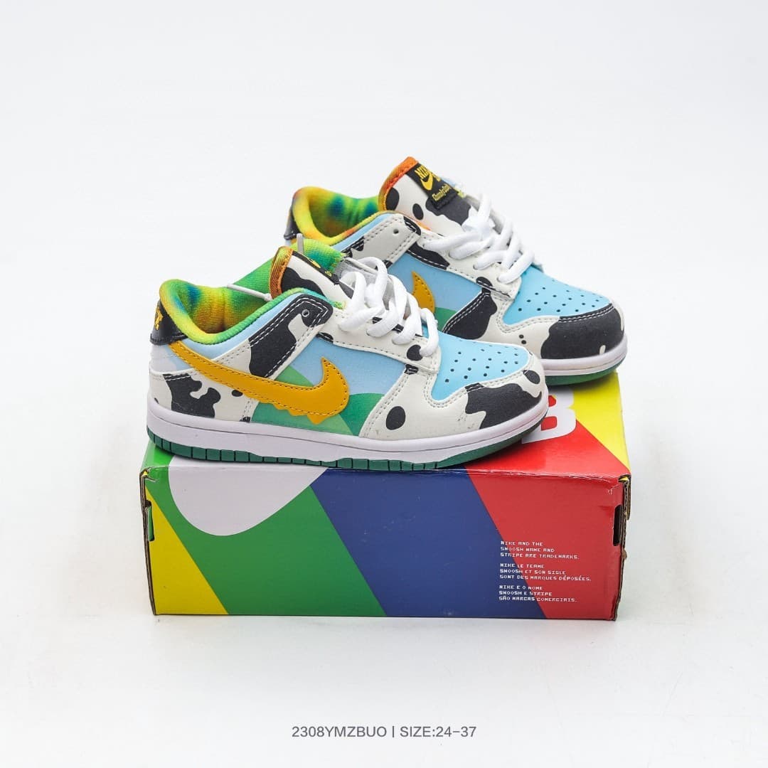 Nouvelle collaboration de chaussures basses pour enfants, chaussures de skate en cuir pour filles et garçons, chaussures décontractées pour étudi