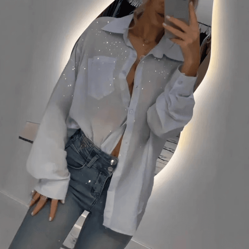 Women's Clothing Sequin Shirt Thin Shirt Women's Cardigan Loose Tops Shirt