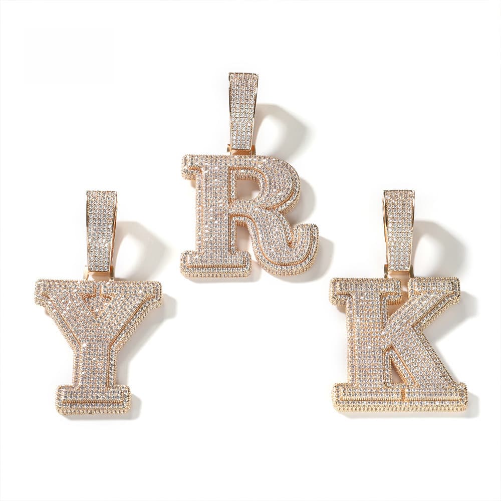 Europe And The United States Street 26 Letter Necklace Hip Hop Personality Diamond Men's Pendant Niche Couple Jewelry Wholesale