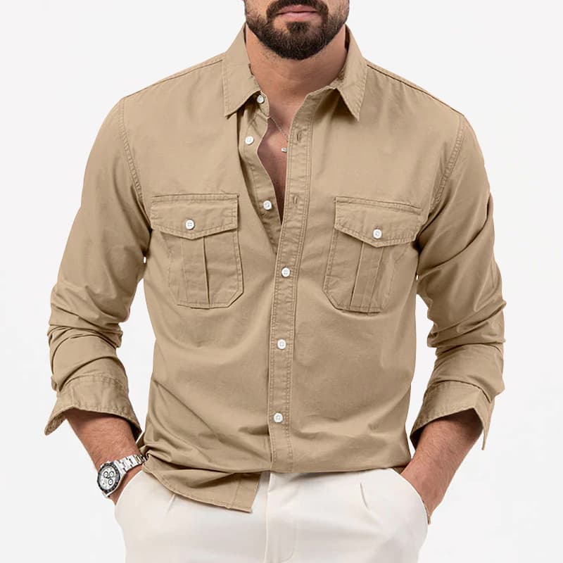 Men's Shirt Multi-pocket Casual Long-sleeved Top For Men