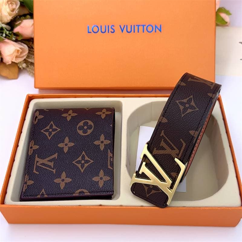 Ensemble ceinture et portefeuille de luxe léger et de haute qualité pour homme et femme.