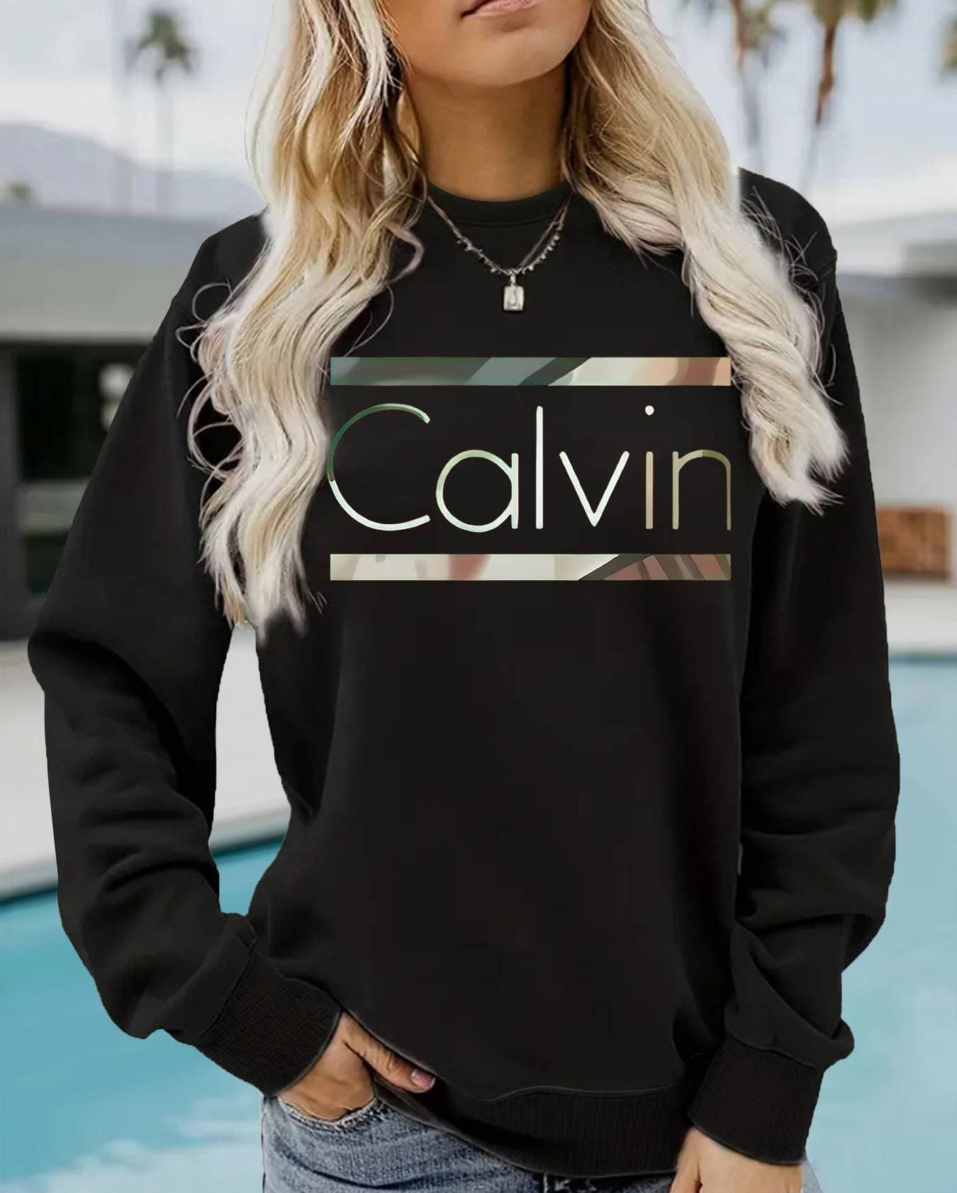 Sweat-shirt imprimé confortable à col rond pour femme – Pull décontracté surdimensionné (blanc/noir/rouge, S–XXL)
