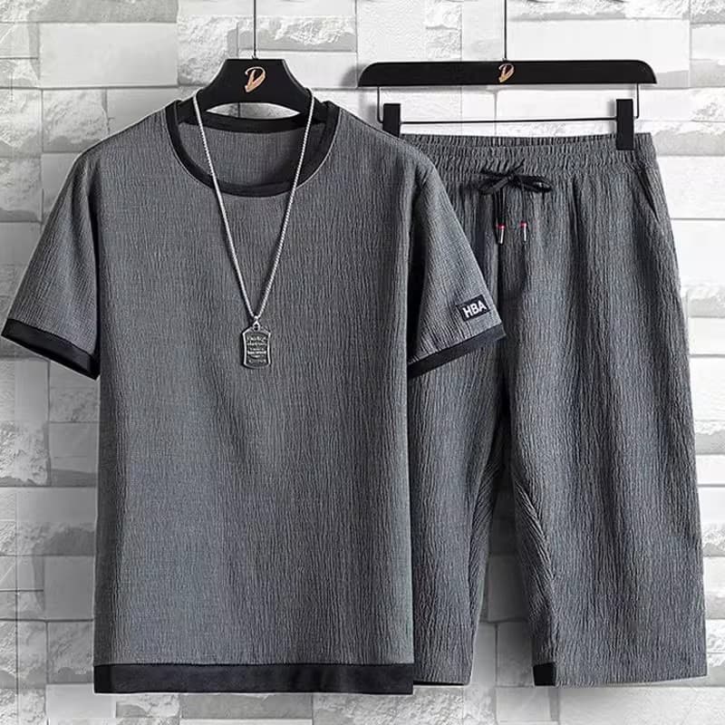 Men's Clothing Summer Casual Sports Suit For Men, Ice Silk Short-sleeved T-shirt And Shorts, A Complete Set Of Men's Matching Fashion Two-piece Suit