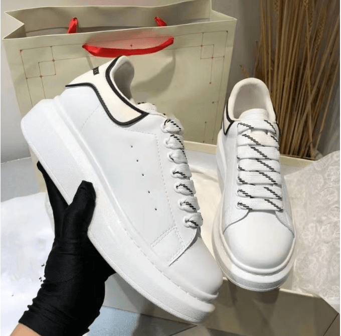 Alexander, McQueen Chaussures blanches unisexes à la mode et tendance en cuir véritable de haute qualité