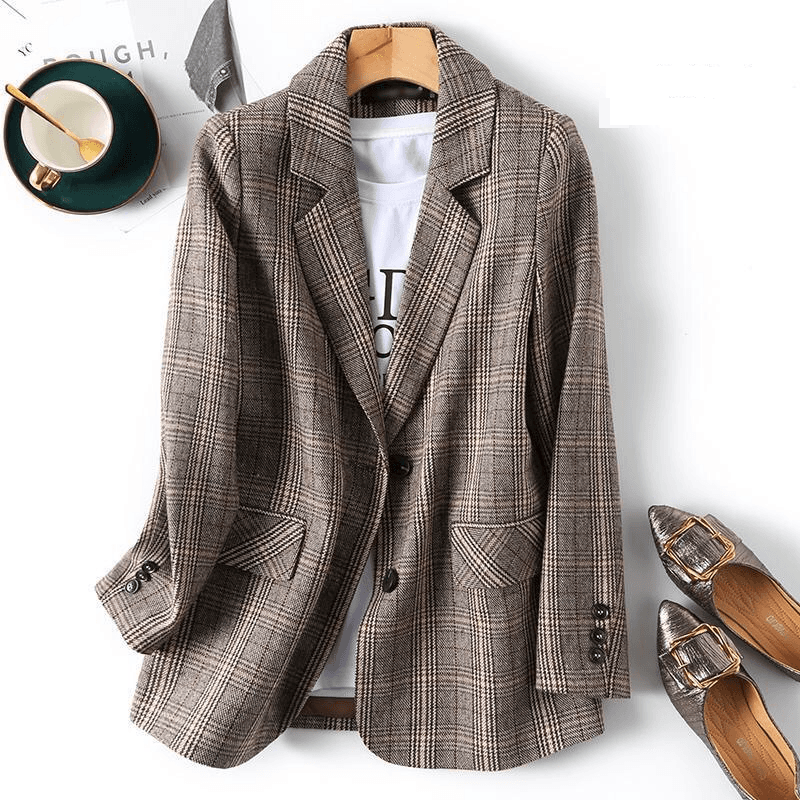 Women's Clothing new plaid small suit for women all match style spring loose version casual net celebrity jacket for women autumn