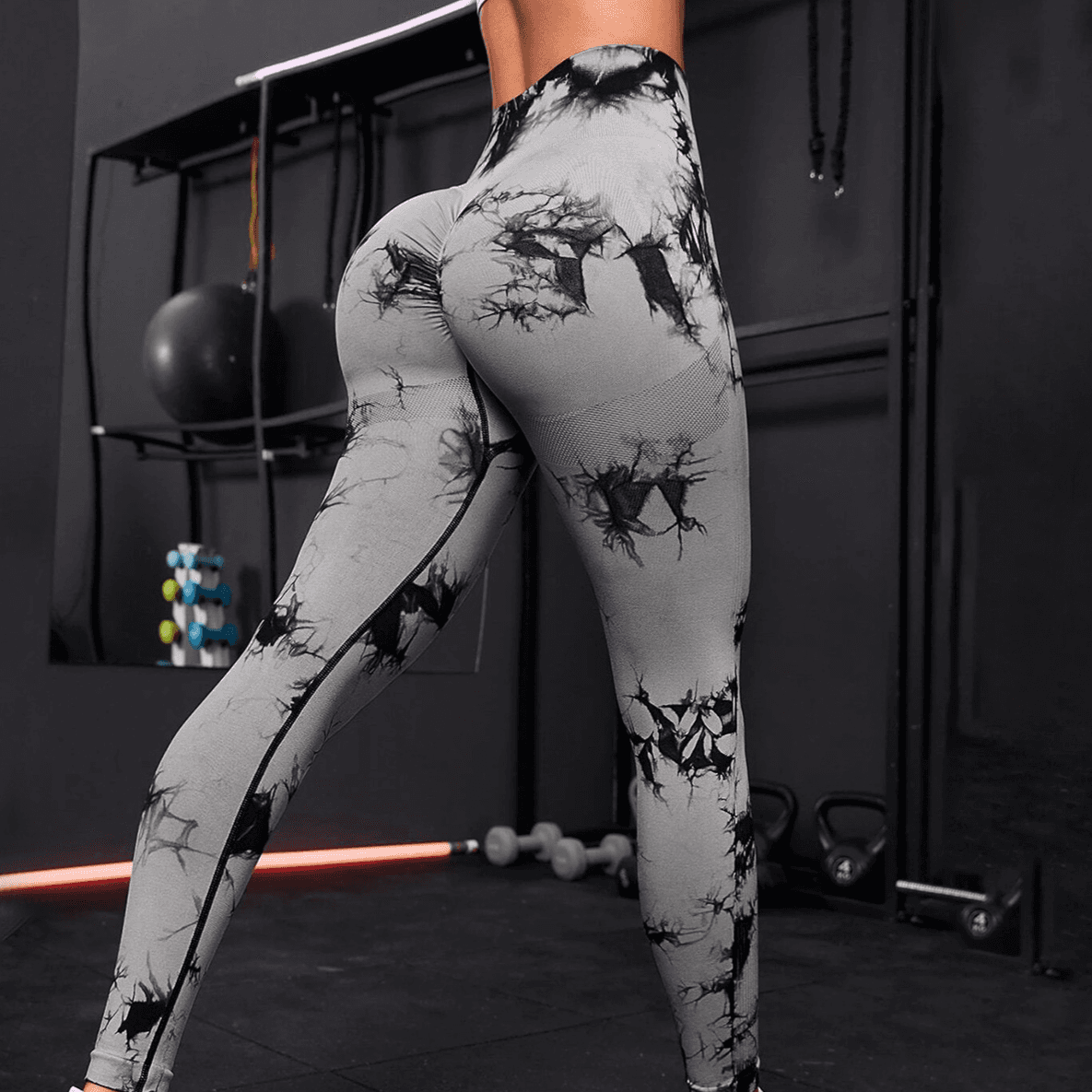 Women's Clothing Seamless Peach Hip Yoga Pants Women's Tie Dye Tie Bleached Yoga Clothes Printed High Waist Hip Lifting Sports Tights