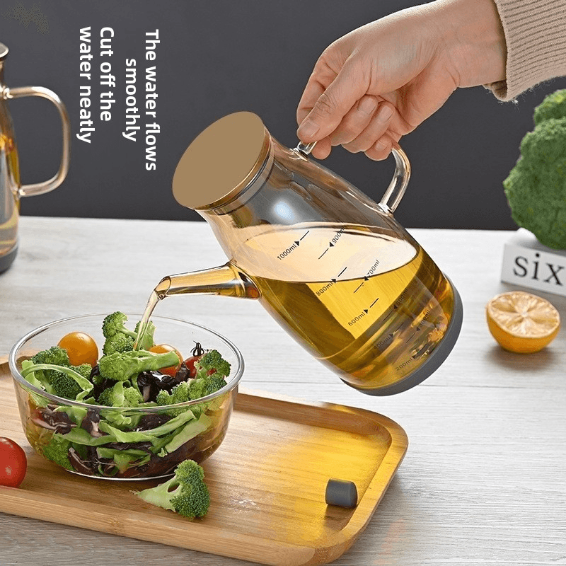 Premium Borosilicate Glass Oil Dispenser - Large Capacity Kitchen Bottle For Oil Vinegar & Soy Sauce (Drip-Free Spout Easy Pour Design 750ml)
