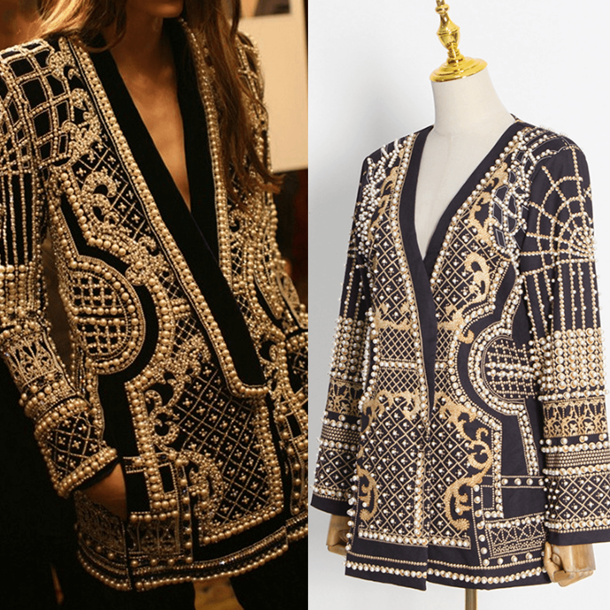 Women's Autumn Fashion V-neck Long-sleeved Thickened Mid-length Suit Jacket