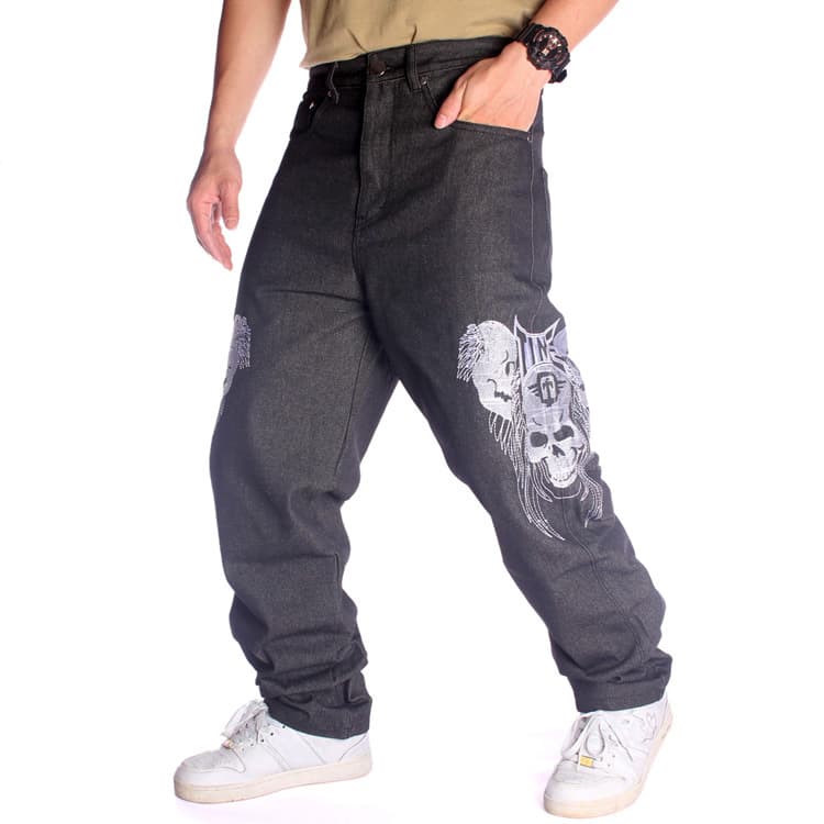 Men's Clothing Embroidered Skull Straight Loose Casual Skateboard Pants Plus Size