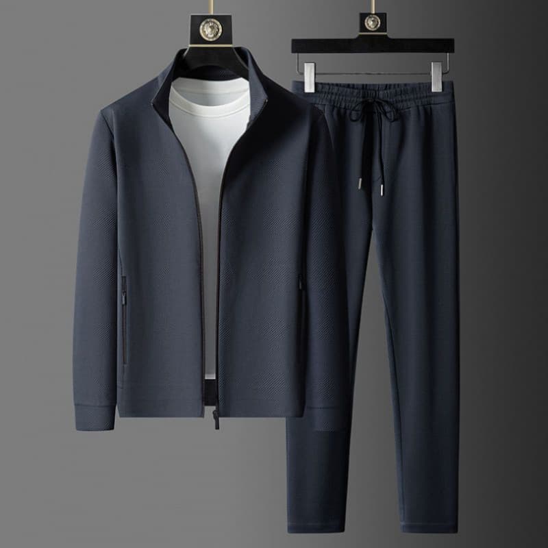 Spring And Autumn New Sportswear Suits Men's Casual Breathable High End Jacket Trousers Stand Collar Zipper Opening