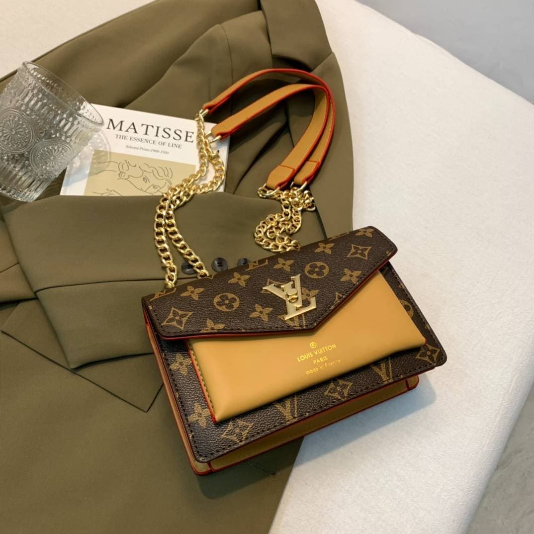 【Louis Vuitton】 Marque de luxe Sens haut de gamme de la mode classique Éléments de lettre Ligne de couture Impression Mode Dames Sac à main à