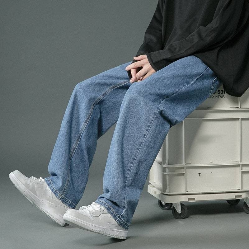 Men's Clothing New High Street Youth Solid Color Trendy Brand Loose Wide Leg Fashion Casual Straight Pants
