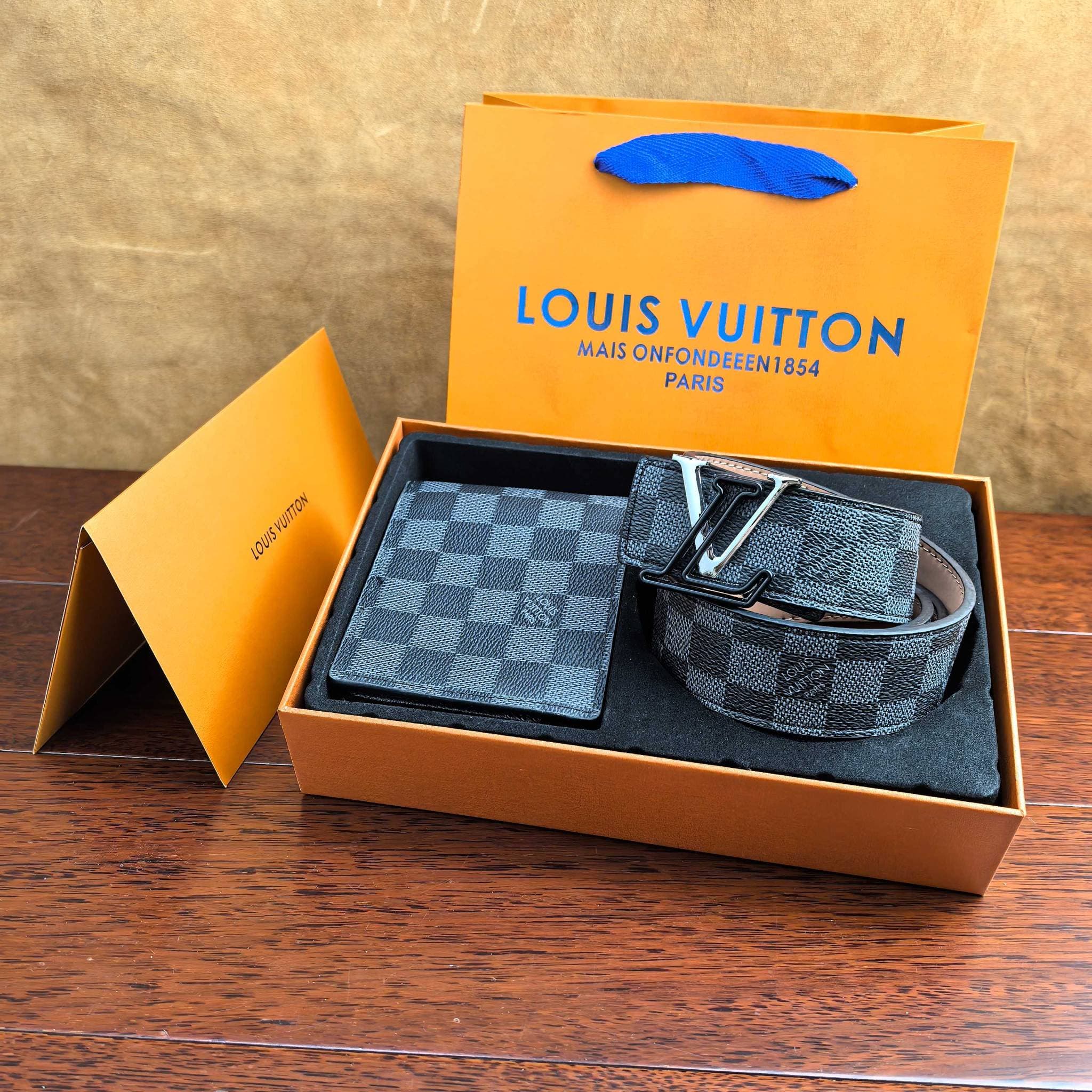 Ensemble portefeuille ceinture tendance V Grid, portefeuille vieillissant